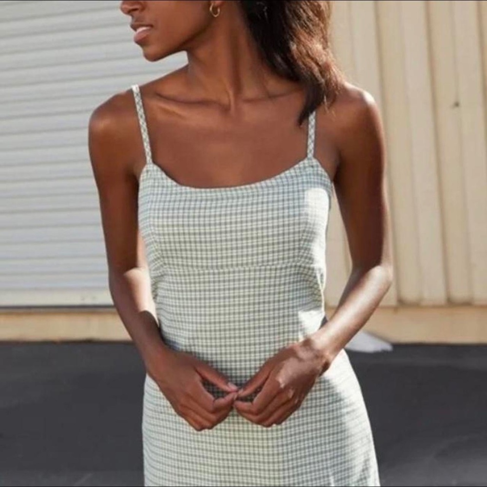 Brandy Melville Green & White Mini Shift Dress